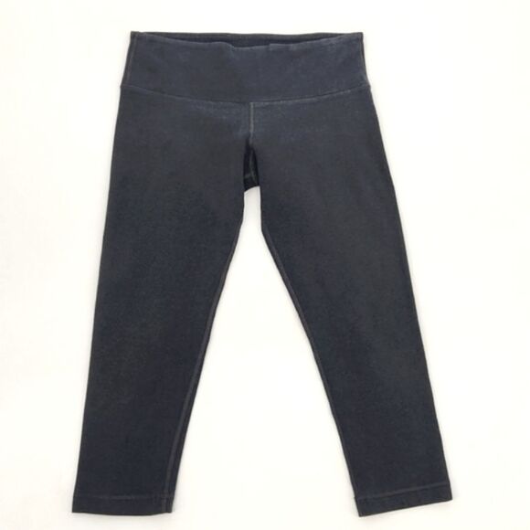 Lululemon Wunder Under Faded Black Athleisure Crop Leggings Stretch Pants Size 6 - Picture 1 of 8